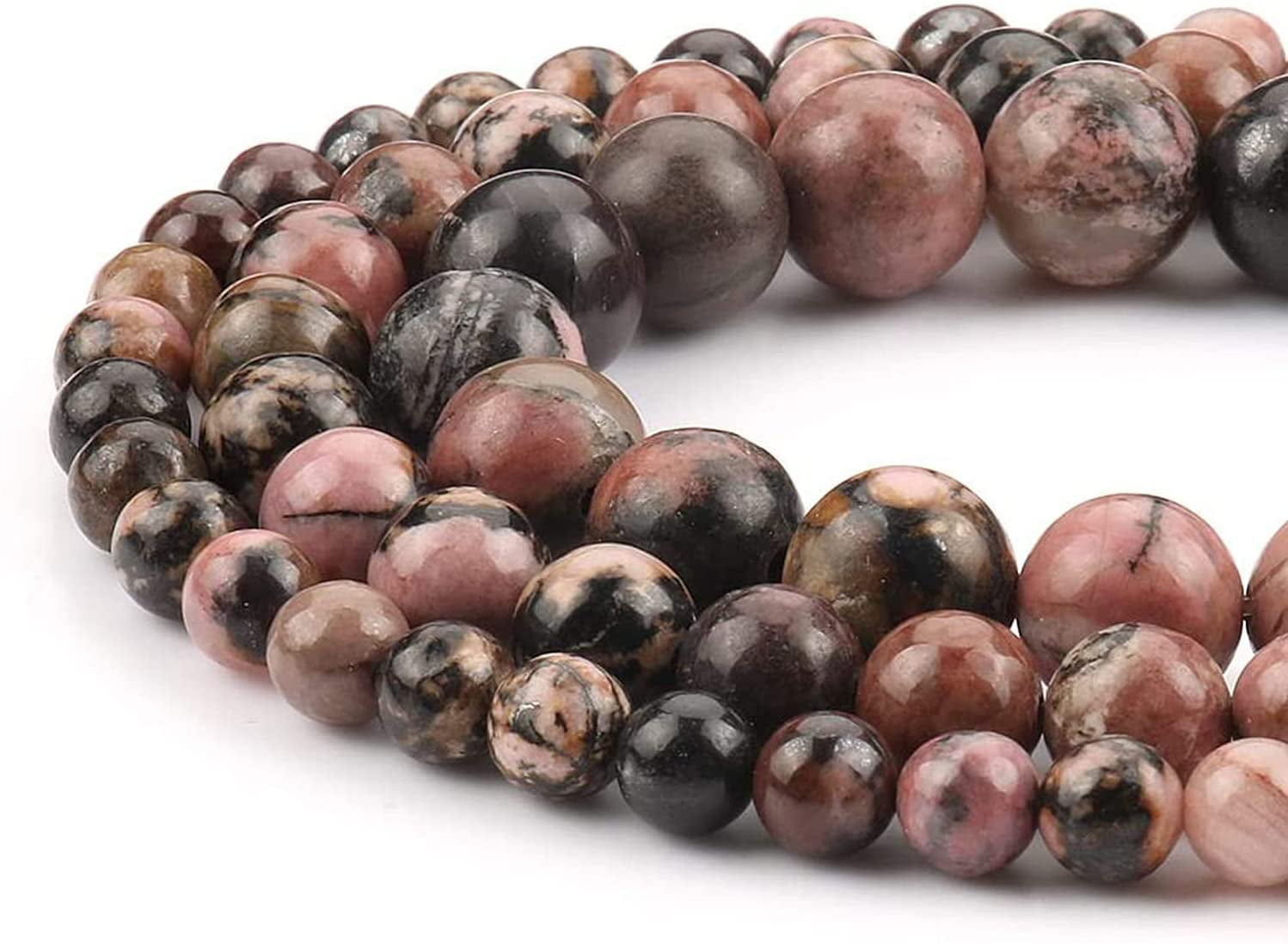 Natural Matt Round Rhodonite Jasper Beads For Jewelry Making Strand 15'' 4-12mm 