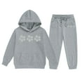 thumbnail image 5 of CAIXIA Girls Outfits Size 10-12 Girls Casual 2 Piece Outfit Set Cozy Hooded Pullover And Joggers Printed Tracksuit For Toddler Kids Winter Wear,Grey, 5 of 5