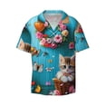 thumbnail image 4 of Salouo Whimsical Cats and Flowers Scene Pattern Cuban Collar Shirts for Men Button-Down Shirt Men's Short Sleeve Shirts Hawaiian Shirts Casual Shirts -Large, 4 of 6