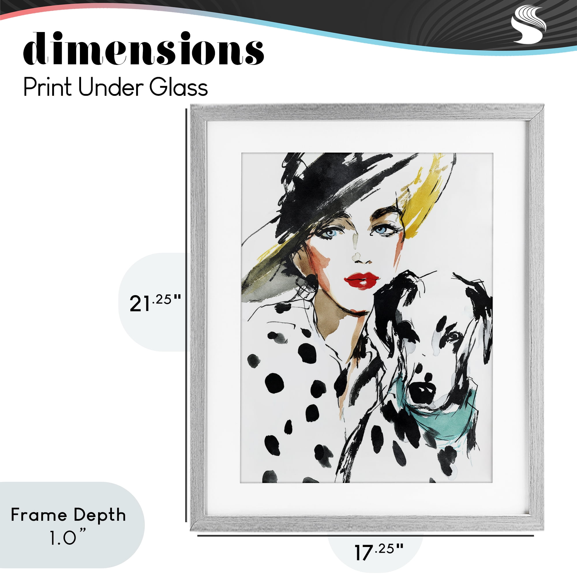 Stupell Industries Trendy Dalmatian Muse Gray Framed Print Under Glass, design by Svetlana Aleynikova