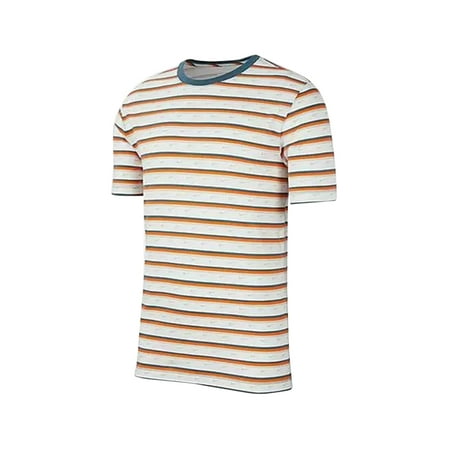 Nike Sportswear Club Stripe Mens Active Shirts & Tees Size S Color: White/Navy/Orange