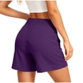 thumbnail image 4 of hoksml Women High Waist Quick Dry Hiking Shorts, Elastic Waist Athletic Shorts with Zipper Pockets, 4 of 7