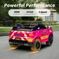 thumbnail image 5 of Outfunny Electric Police Car for Kids, 24 Volt Kids Ride on Toys w/ 400W Motors, Megaphone, Remote, Bluetooth - Rose, 5 of 10