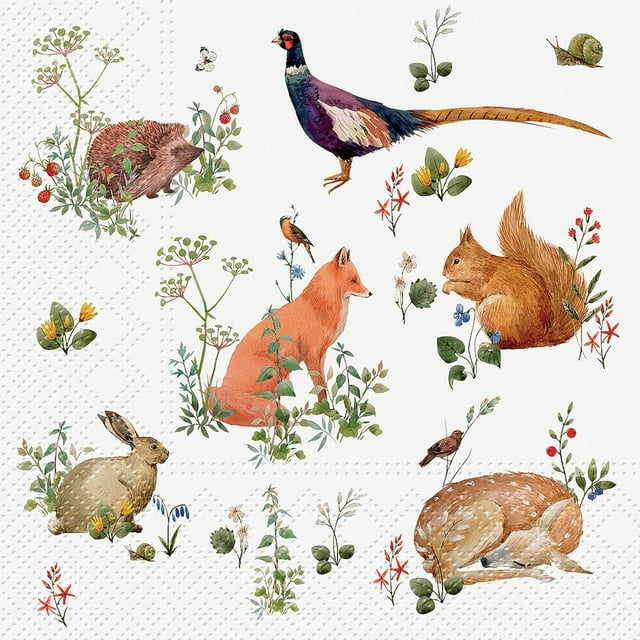 Set of 6 Luncheon Wild Forest Animals Napkins 20 Pack