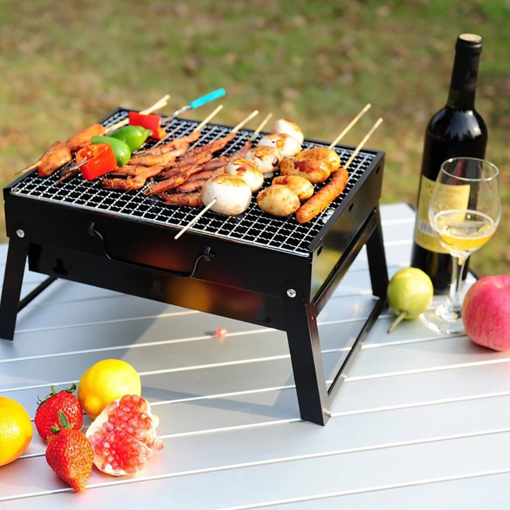 TOPUUTP Parrilla de carbón para barbacoa, grande, portátil, de acero, para exteriores, patio, jardín, fiesta, barbacoa, venta flash, oferta especial, negro