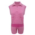 thumbnail image 3 of vigerkar Womens 2 Piece Outfits Striped Knit Sleeveless V Neck Vest Casual Summer Loungewear Shorts Sets (Pink, M), 3 of 4