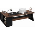 thumbnail image 6 of Modern L-Shaped Executive Desk 78-Inch Large Office Desk with Lateral File Cabinet and Storage Shelves Home Office Workstation Walnut Black, 6 of 8