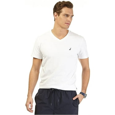 Nautica Men's Short Sleeve Solid.  V-Neck.  T-Shirt.  White.  XX-Large