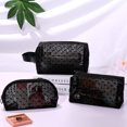 thumbnail image 1 of Bolsa de cosméticos de gran capacidad, bolsa de almacenamiento de lavado de malla transparente, bolsa de cosméticos de playa portátil de tres piezas, amor negro LingWen 9024735458166, 1 of 1