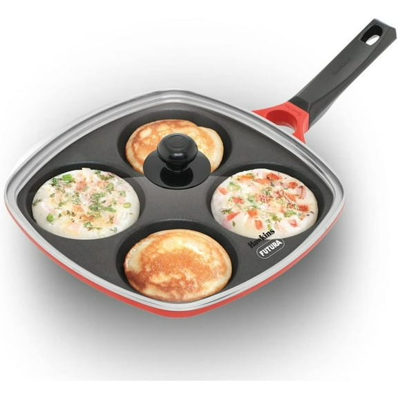 Hawkins 4 Cup Die-Cast Multi Snack Pan with Glass Lid, Red