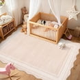 thumbnail image 2 of Towallmark 5x7 Washable Area Rug, Ultra Soft Low Pile Non-Slip Carpet, Modern Scalloped Print Floor Mat for Living Room Bedroom Home Decor, Natural Ivory, 2 of 9