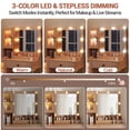 thumbnail image 3 of TROPOW Vanity Desk with Mirror and Lights Elegant Makeup Vanity Table with Drawers & Cabinets, Storage, Sturdy MDF Top, Adjustable Brightness Bulbs, Built-in Power Outlet & USB Ports,Wood, 3 of 7