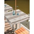 thumbnail image 2 of Outdoor Tablecloth with Umbrella Hole for Patio/Picnic/Party/Camping, Brown Striped Waterproof Table Cloth Square Cover Washable, Modern Geometric Aesthetics (54"x 54"), 2 of 9