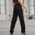 thumbnail image 6 of OSOLU Solid Color Women Vintage Cargo Pants Baggy Jeans Fashion 90s Streetwear Pockets Wide Leg High Waist Straight Trousers Overalls Everyday Comfort Versatile Bottoms, 6 of 8