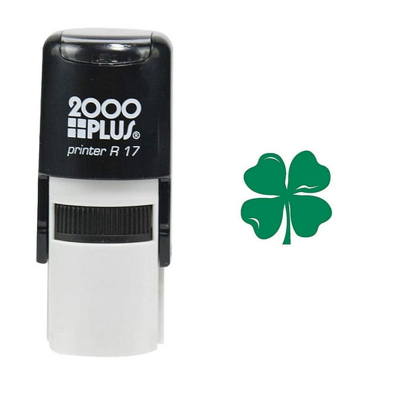 St. Patrick's Day Four Leaf Clover 2000 Plus Self Inking Teacher Rubber Stamp - Green Ink