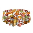 thumbnail image 5 of Fall Pumpkins Leaves Pattern Round Tablecloth 60" X 60",Wrinkle Wipeable Table Cloth for Kitchen Dining Room Picnic Patio Party, 5 of 6