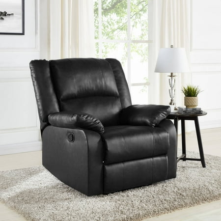- Mainstays Faux Leather Upholstered Recliner, Multiple Colors
