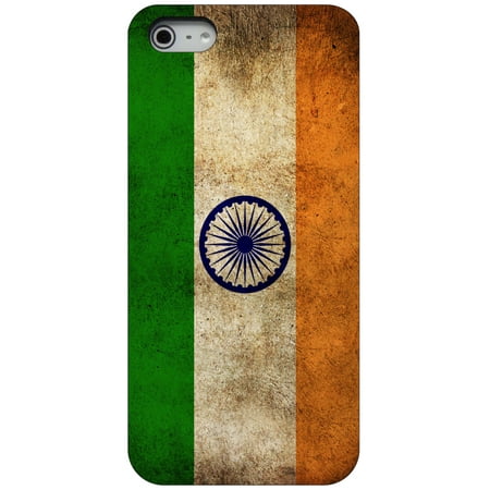 CUSTOM Black Hard Plastic Snap-On Case for Apple iPhone 5 / 5S / SE - India Old Flag (Iphone 5 Best Price In India)