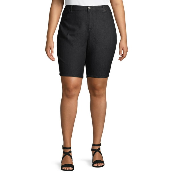 women's plus size denim bermuda shorts