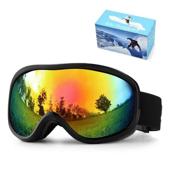 Ski goggles, snow goggles, anti-fog snow goggles, wide view, panoramic anti-suitcase lenses, ski and snowboard black