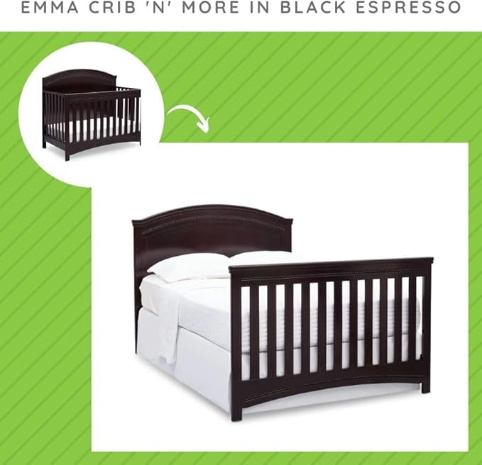 Full-Size Conversion Kit Bed Rails for Emma Crib 'N' More by Simmons Kids & Delta Children - #0050 (Black Espresso - 907)