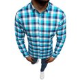 thumbnail image 1 of Camisas De Franela Para Hombre Hombres manga larga Otoño Invierno Casual Plaid impreso camisas Top blusa camisas (Blue, XXL), 1 of 7