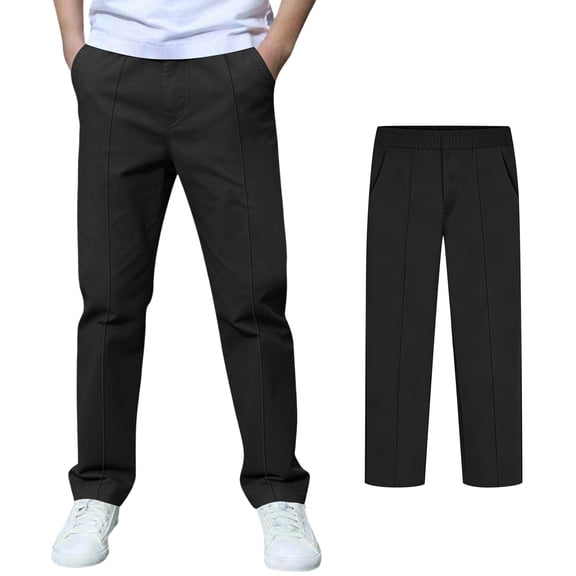 Uniform Pants for Boys Elastic Waist Straight Slim Fit Boys Black Pants Boy Clothes Size 12-13 Years