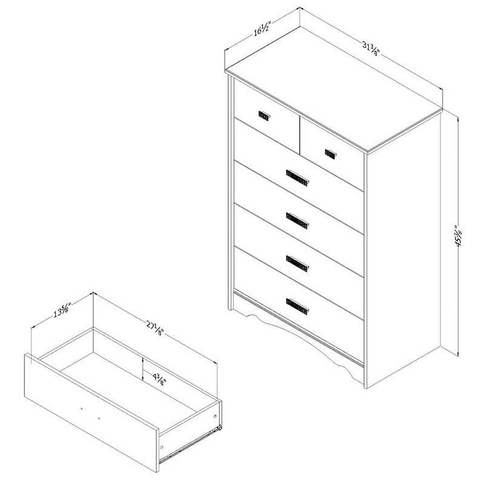 South Shore Sabrina 5 Drawer Wood Chest in White