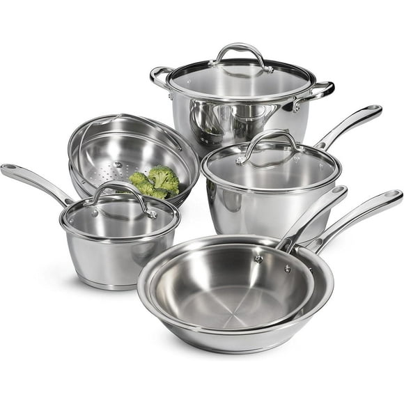 Tramontina 80154/567DS Tri-Ply Base Stainless Steel Cookware Set, Induction Clear, 9-Piece