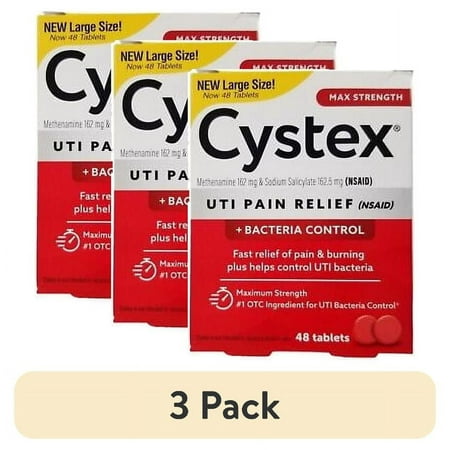 (3 pack) CYSTEX PLUS UTI Tablets Urinary Pain Relief Plus helps w/ Infection 48 ct