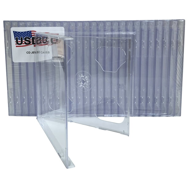 USDISC CD Jewel Cases Standard 10.4mm, Double 2 Disc, Clear, Pack Of