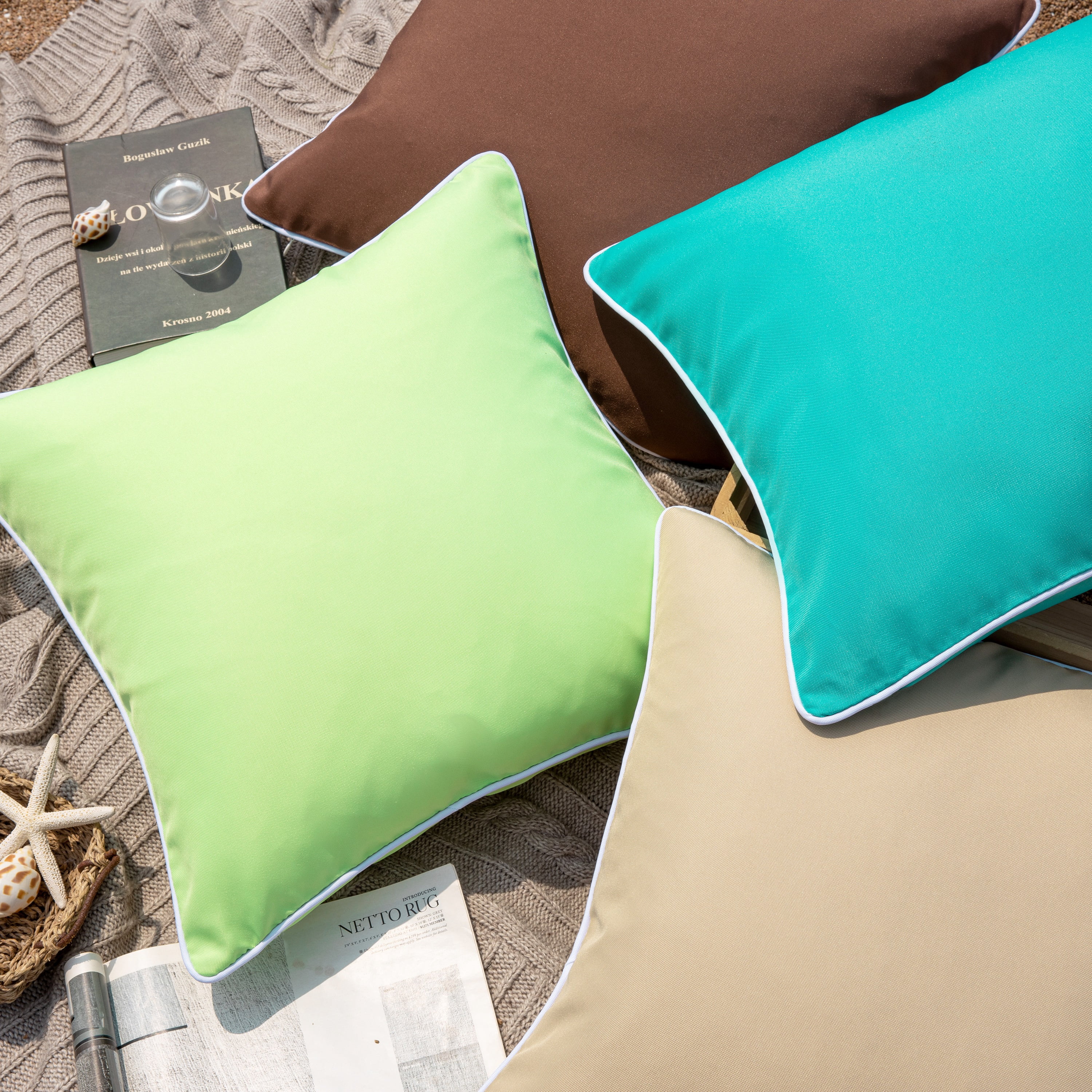 Phantoscope Outdoor Waterproof Decorative Throw Pillow for Patio, 18" x 18", Turquiose, 2 Pack
