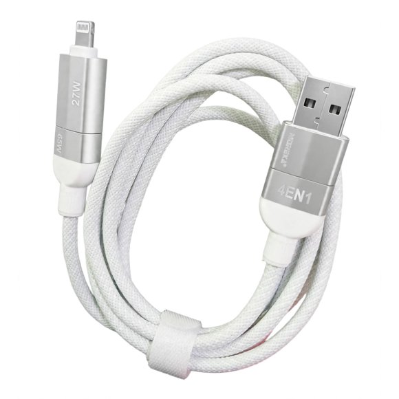 Cable de Carga Rapida Moreka CB-054 4 en 1 65W USB A y Tipo C y Lightning 1.2 Metros Trenzado