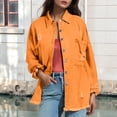 thumbnail image 2 of Baberdicy Distressed Denim Jackets for Women - Fall/Winter Vintage Loose Fit (Oversized, Ragged Hole Design) Orange L, 2 of 6