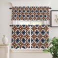 thumbnail image 6 of Brown Flower Curtain Valances Set Vintage Blue Color Blocks Abstract Modern Kitchen Curtains 24&nbsp;inch Length Rod Pocket Valance and Tiers 3 Piece Set Small Bedroom Bathroom Laundry Decor, 6 of 9