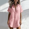 thumbnail image 3 of Women Cotton Swimsuit Coverup Shirt Dress Button Down Bathing Suit Cover Up Beach Vacation Outfits, 3 of 5