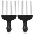 thumbnail image 1 of Estbridge 2 Piece Black Metal Hair Pick Professional Afro Comb Wide Tooth Afro Pick Smooth Hair Pick Comb Hair Styling Hairdressing Tool for Detangling and Styling Hair, 1 of 7