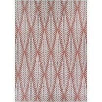 Couristan 8.5' x 13' Red and Ivory Le Pleine Rectangular Outdoor Area Throw Rug
