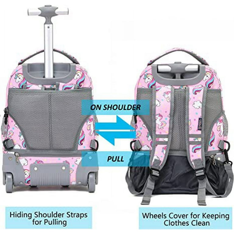 Justice unicorn cheap rolling backpack