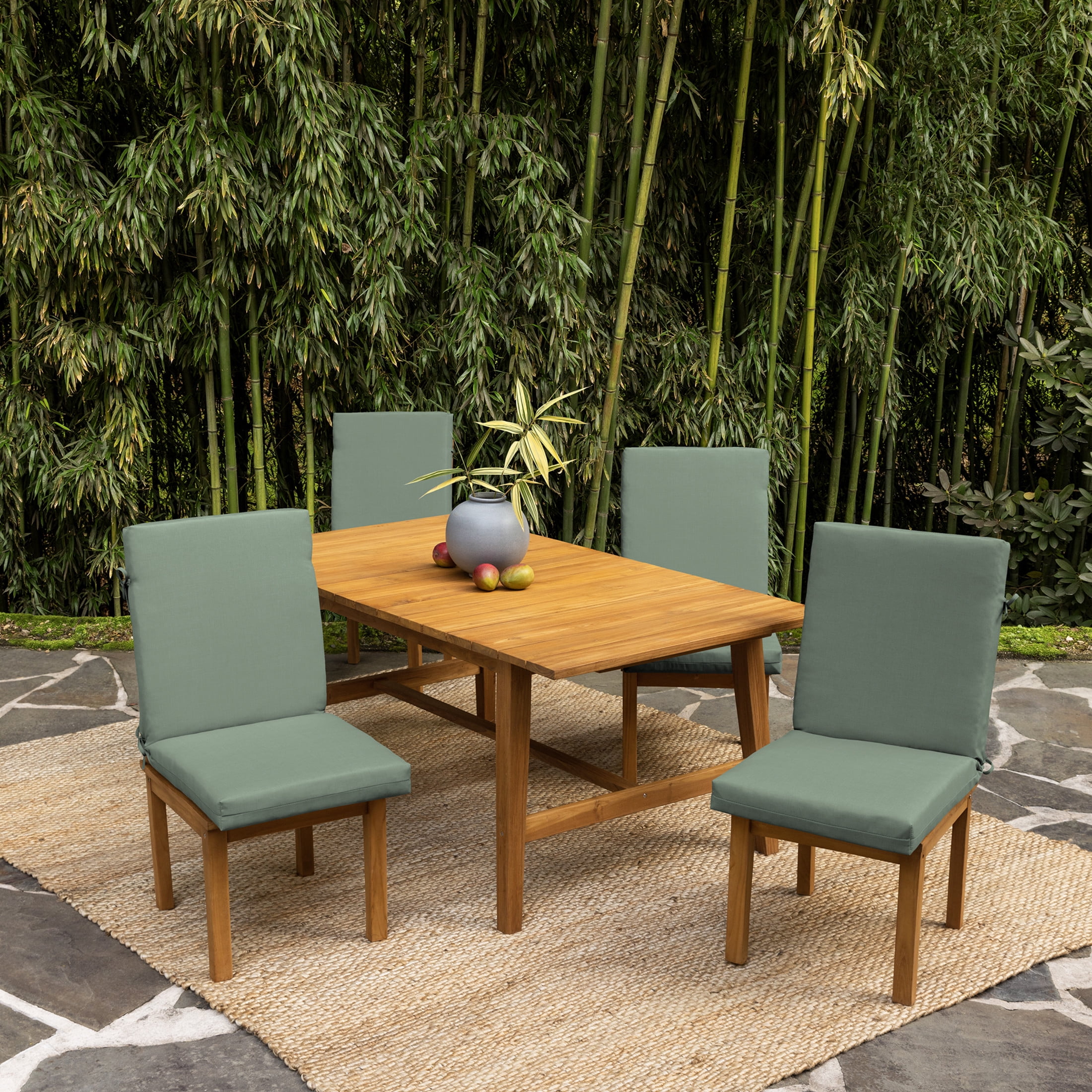 ARDEN 4-Pack earthFIBER Outdoor Patio Dining Chair Cushion, 20x44, Rain-Proof Seat Pad, Fade-Resistant Outdoor Cushion Sage Green Texture