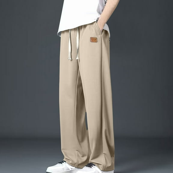 Viikei Men's 100% Cotton Relaxed Fit Pants,Joggers for Men Big and Tall,Men's Fashion Summer Slim Casual Solid Classic Long Pants Khaki XXL