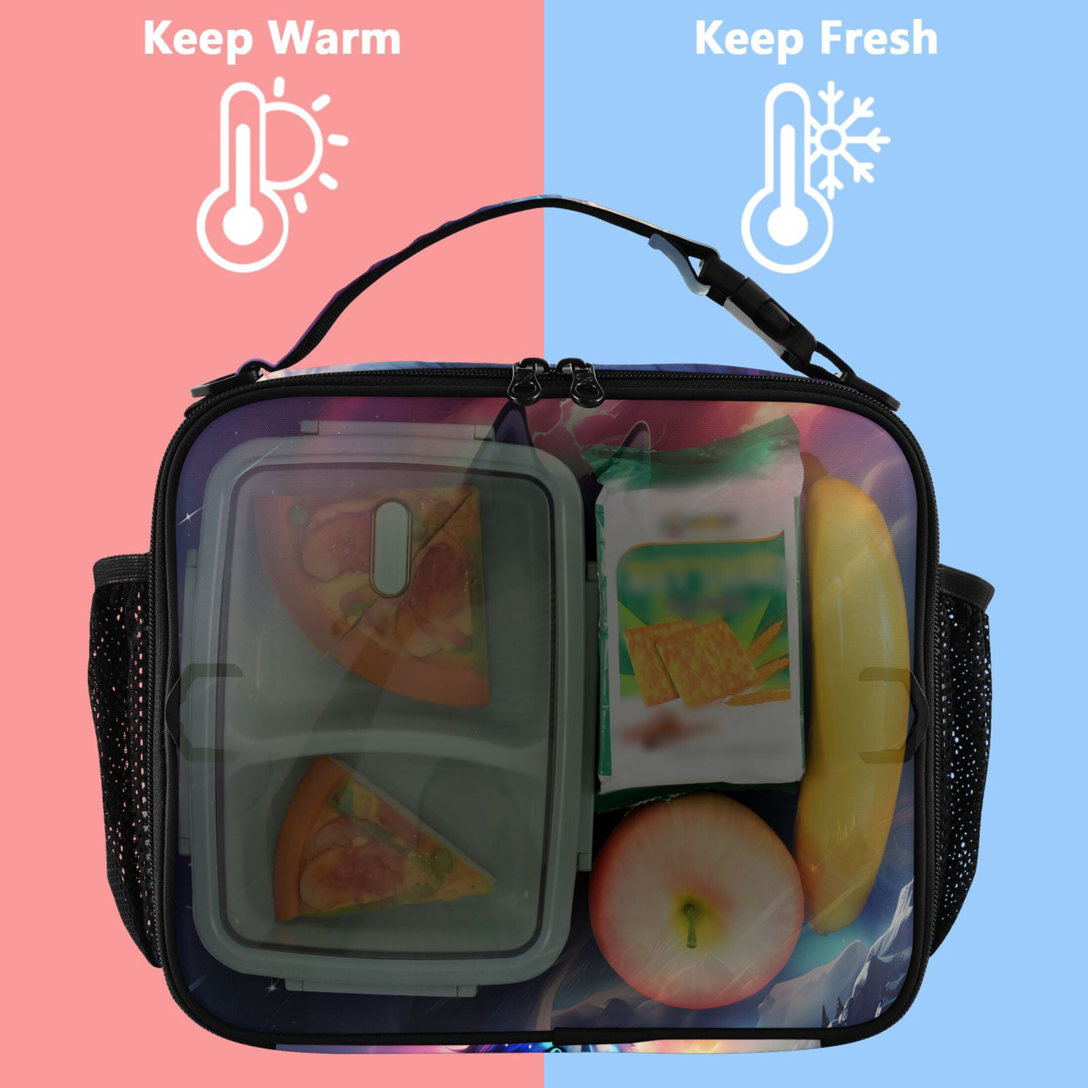 ALAZA Dog Starry Night Lunch Box Insulated Lunch Bag Cooler Tote with Shoulder Strap