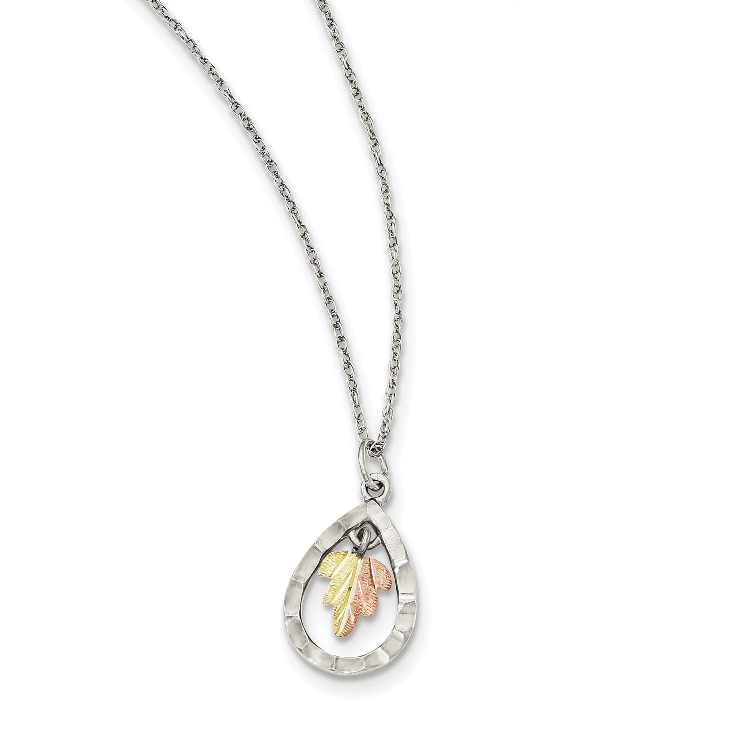 Sterling Silver 12K Teardrop Necklace 18 Inches