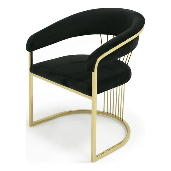 Modrest Linda Upholstered Modern Velvet Dining Chair in Black/Gold