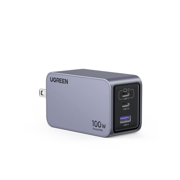 UGREEN Nexode Pro 100W Cargador Tipo C, PPS GAN de Pared 3 Puertos Carga Raida Compatible con MacBoo