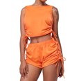 thumbnail image 1 of Moda mujer dos piezas cordón sólido sin mangas cuello redondo Crop Tank Tops y pantalones cortos conjuntos Pompotops ulkah937000, 1 of 7