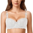 thumbnail image 2 of DuoJiaJ Lace Half Cup Thin Bra Bridal Bra Push Up Women’s Classic Lace Push Up Bra Push Up Bras White, 2 of 5