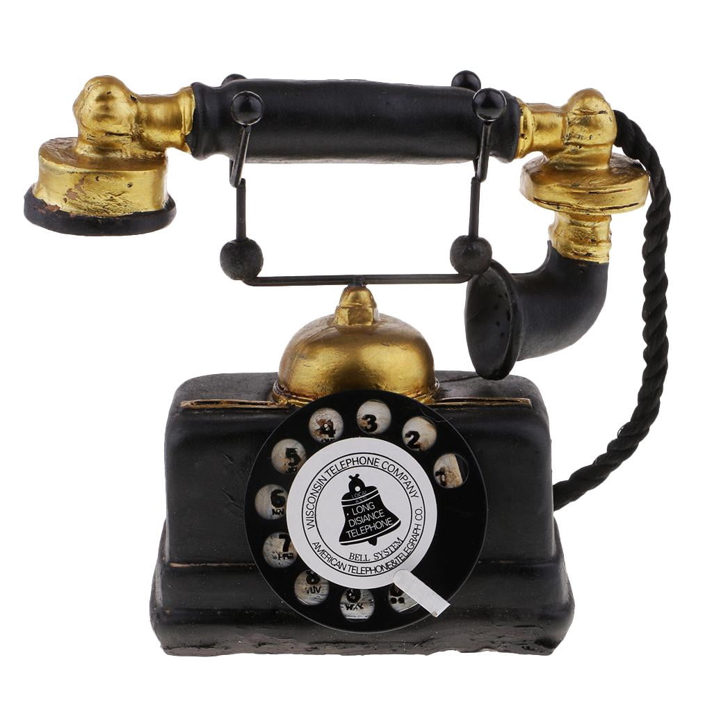 Retro Decorative Phone Model, Vintage Rotary Telephone Figurine Classic Old Fashioned 7111-14