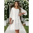 thumbnail image 2 of DARING DIVA Chiffon 3/4 Sleeve Tiered Layered Flowy Dress S White, 2 of 8
