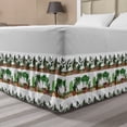 thumbnail image 1 of Botanic Bed Skirt, Exotic House Plants and Cactus Succulents in Funky Ethnic Tribal Flowerpot, Elastic Bedskirt Dust Ruffle Wrap Around for Bedding Decor, 4 Sizes, Olive Green Brown, by Ambesonne, 1 of 2